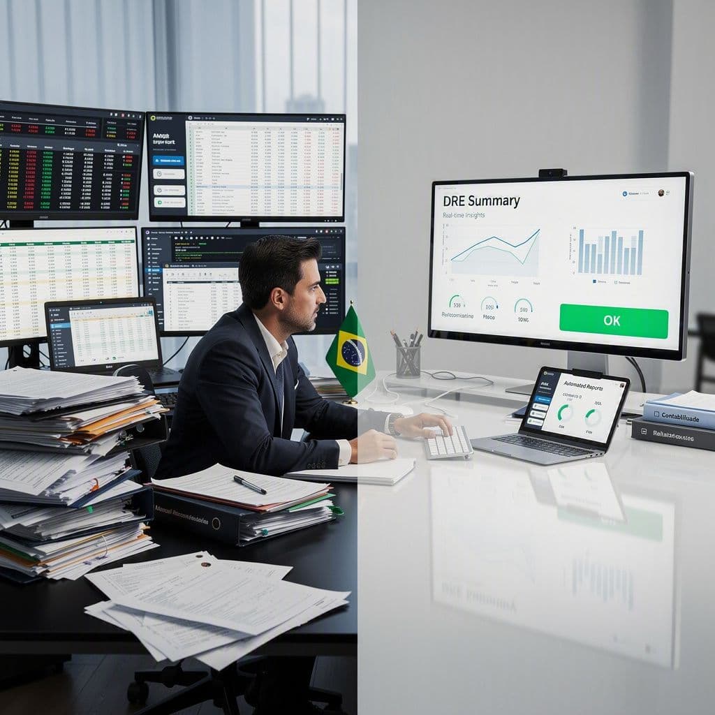 Controller analisando pilhas de XMLs e planilhas antes de um dashboard automático