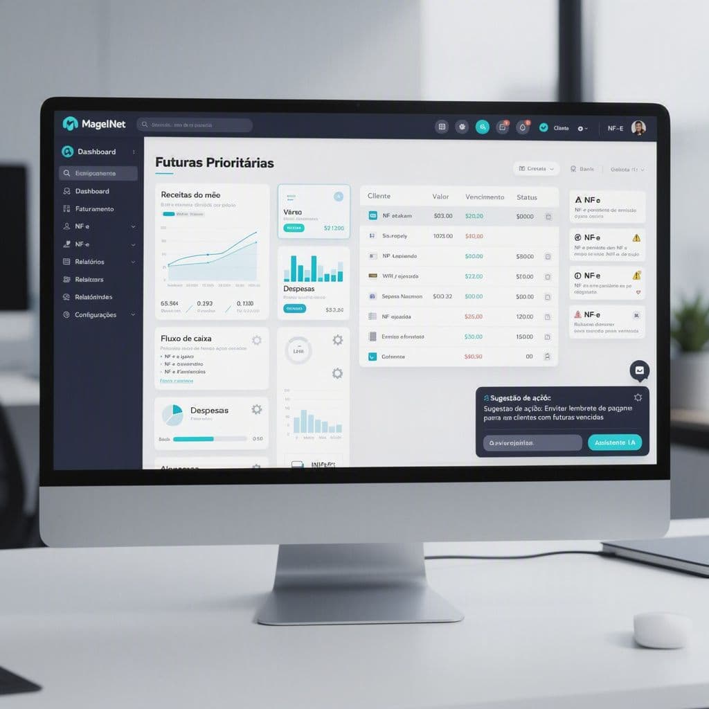 Painel adaptado de cobrança e financeiro com alertas personalizados baseados em NF-e