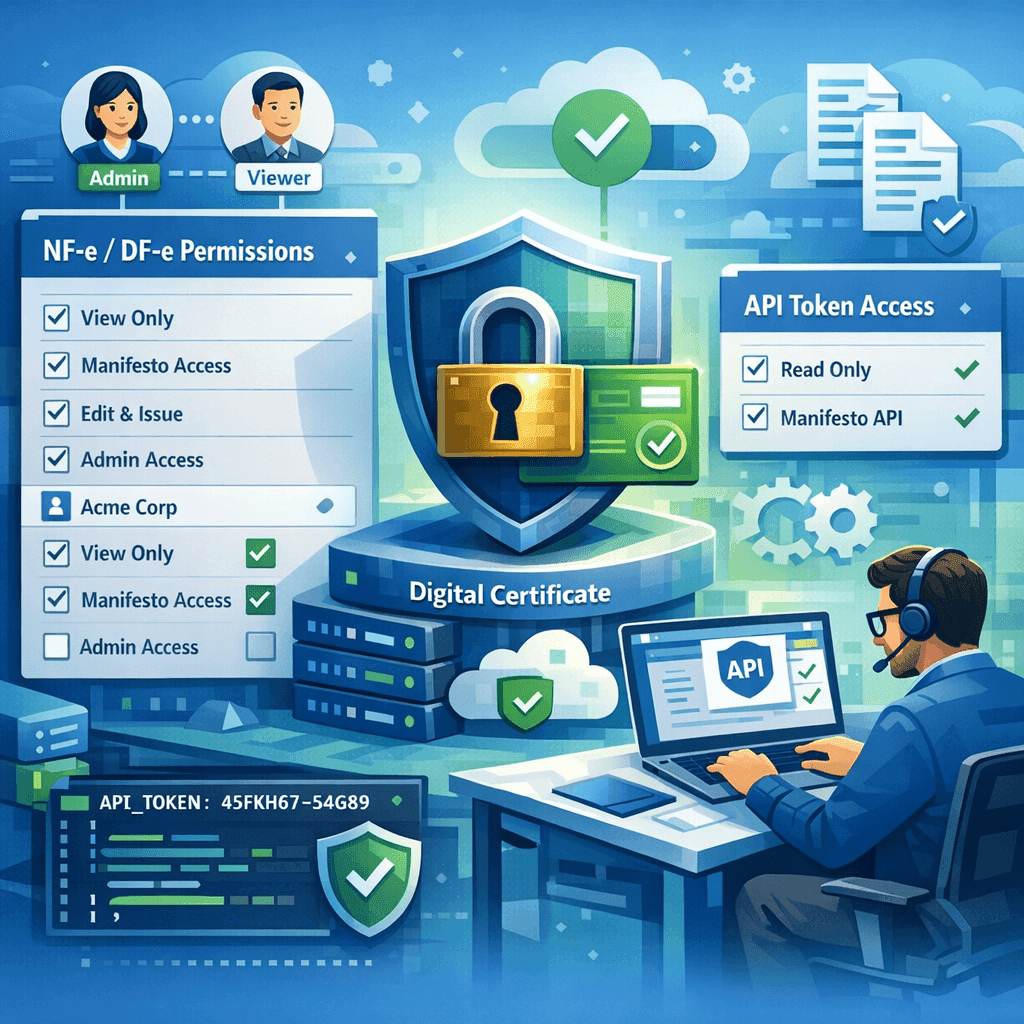 Painel SaaS com acesso compartilhado seguro a NF-e sem expor certificado digital