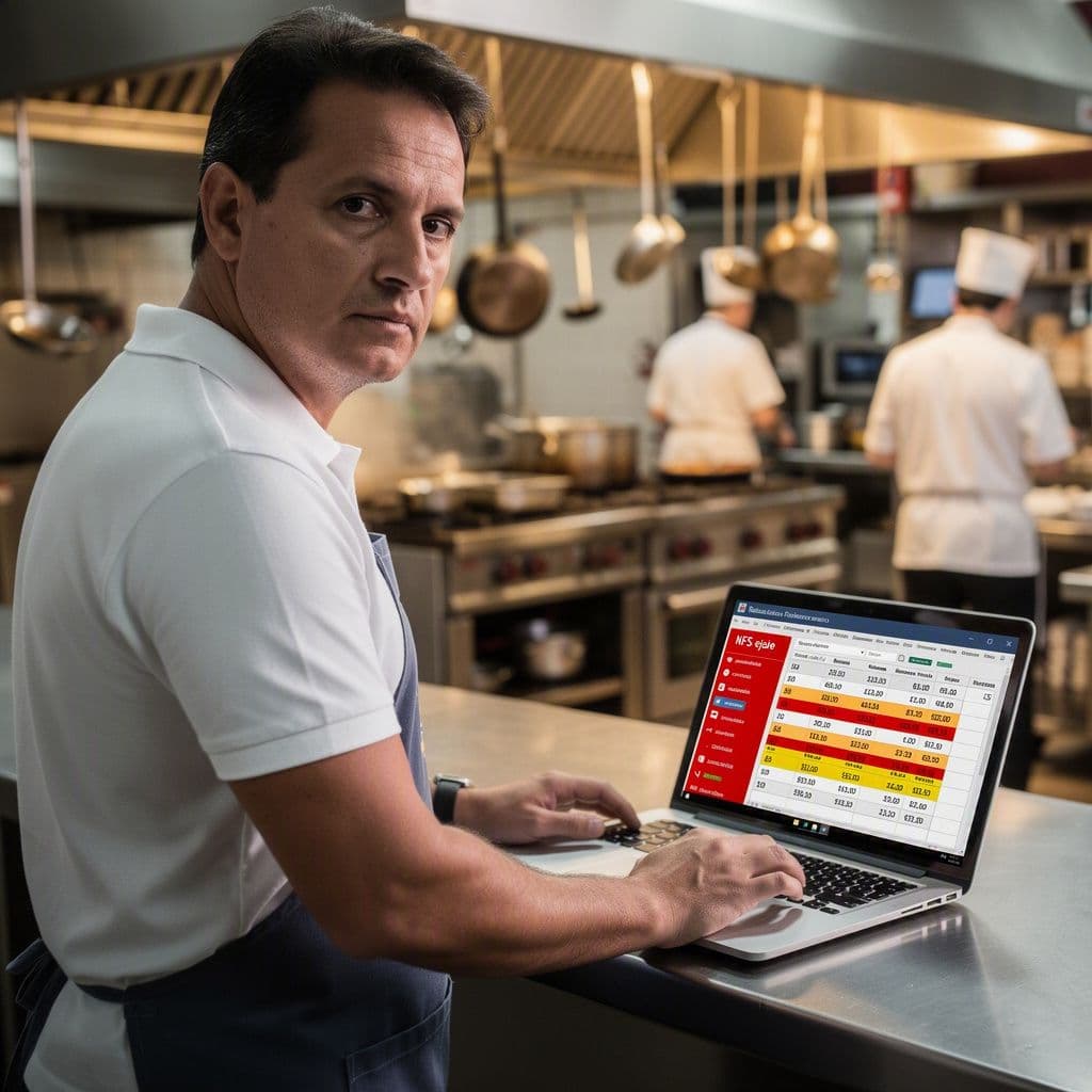 Gestor de restaurante analisando divergências entre app de delivery e NFS-e