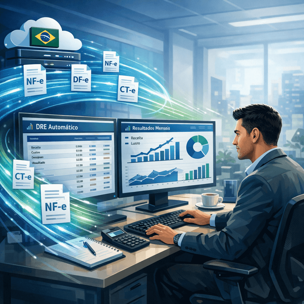 Dashboard de DRE automática integrado a NF-e, DF-e e CT-e em uma PME