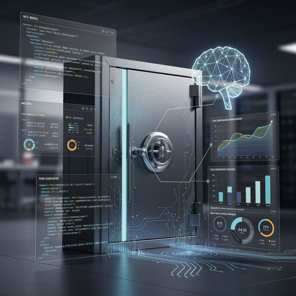 Cofre digital fiscal com XMLs centralizados e dashboards