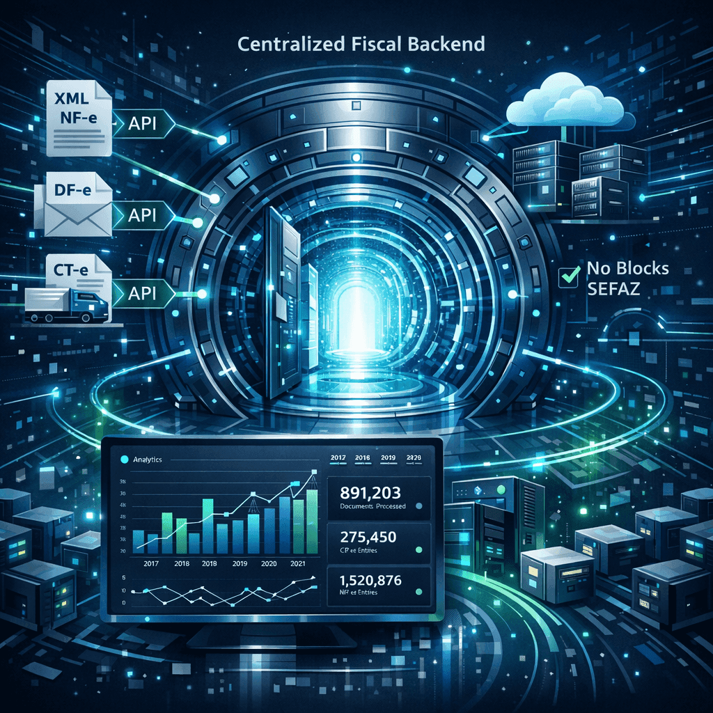 Repositório fiscal centralizado para armazenar NF-e, DF-e e CT-e sem limitações da Sefaz