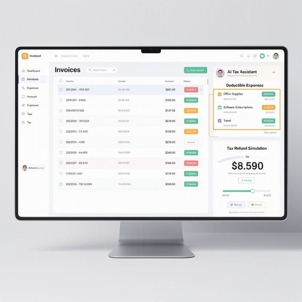 Painel financeiro inteligente da MagelNet destacando notas fiscais antigas e simulação de restituição de IR
