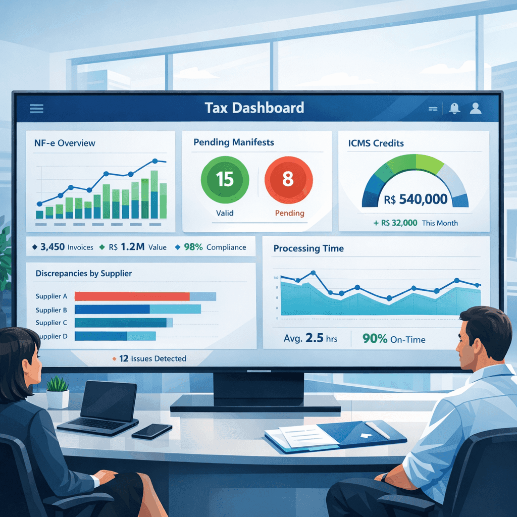 Dashboard fiscal automático com métricas de NF-e em tempo real