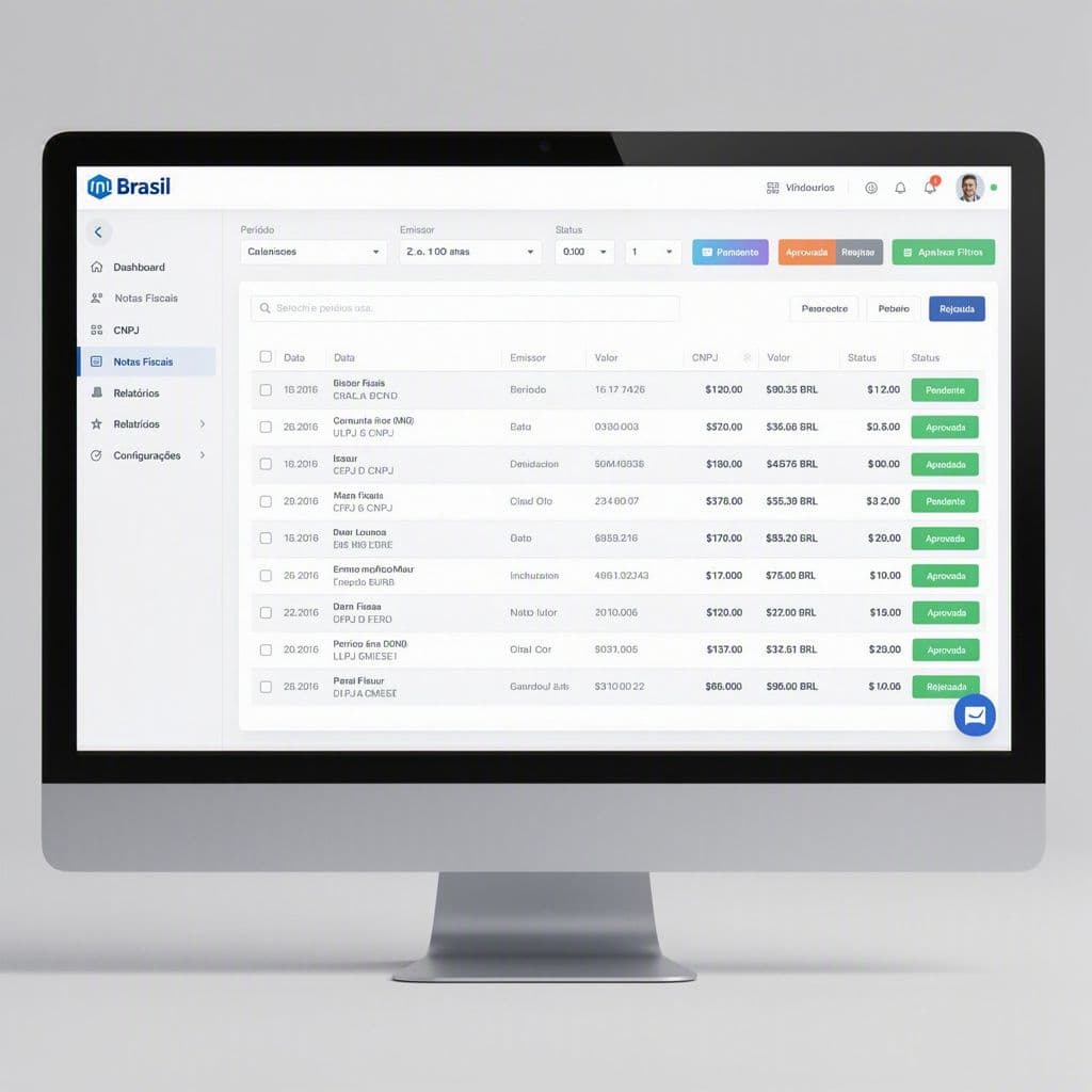 Painel centralizado de NF-e com filtros e histórico completo