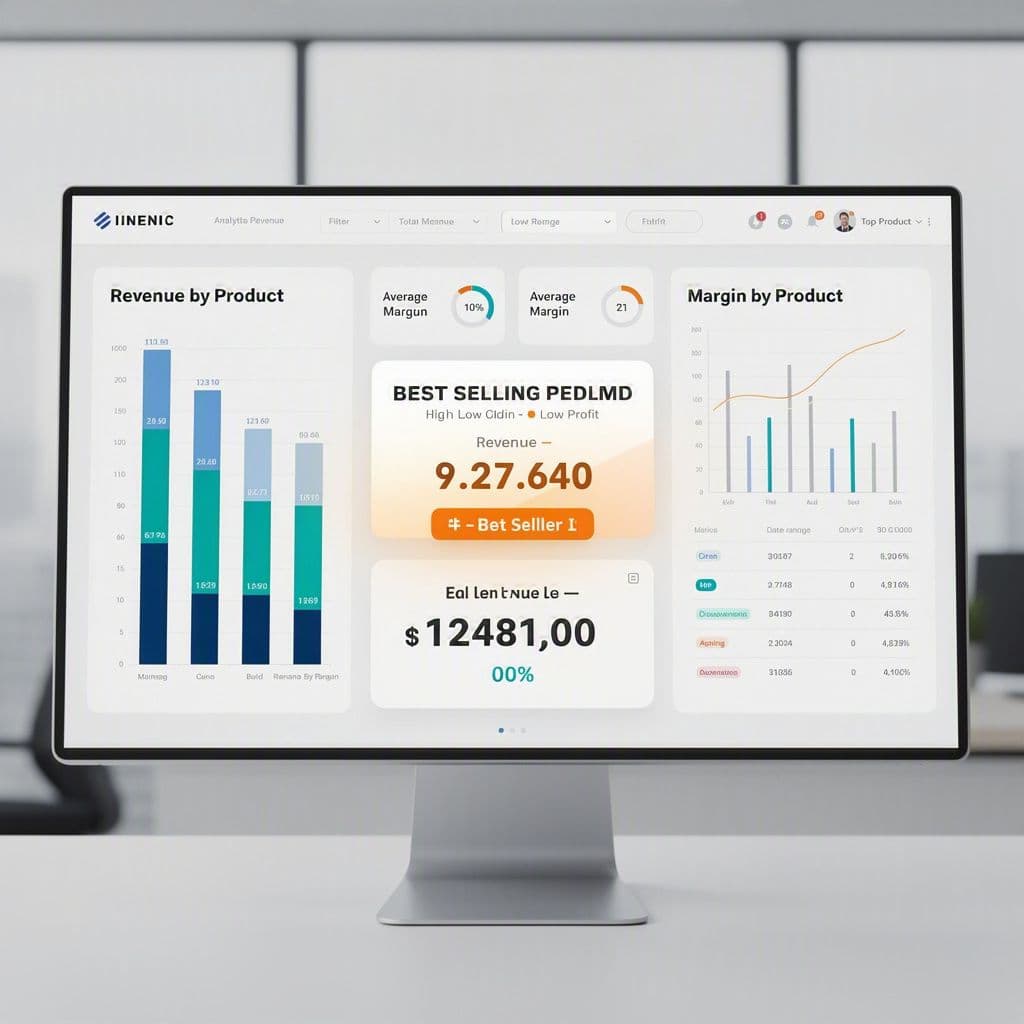Comparação entre produto muito vendido e produto realmente lucrativo em dashboard