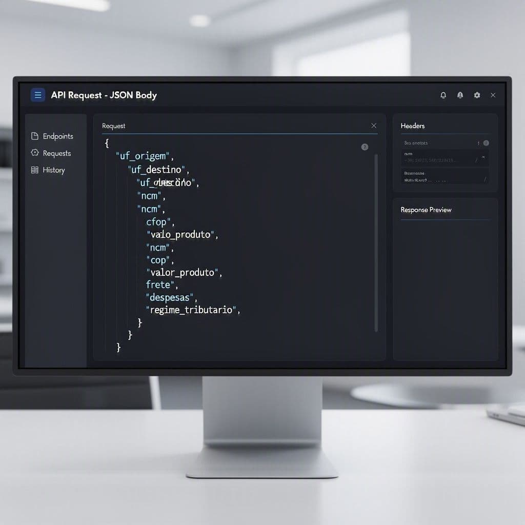 Payload enviado para API de cálculo fiscal