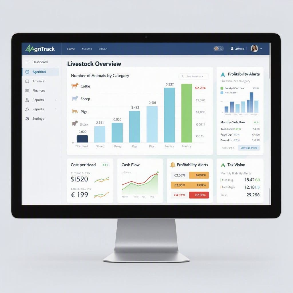 Dashboard integrado de pecuária com estoque, custos por cabeça e financeiro