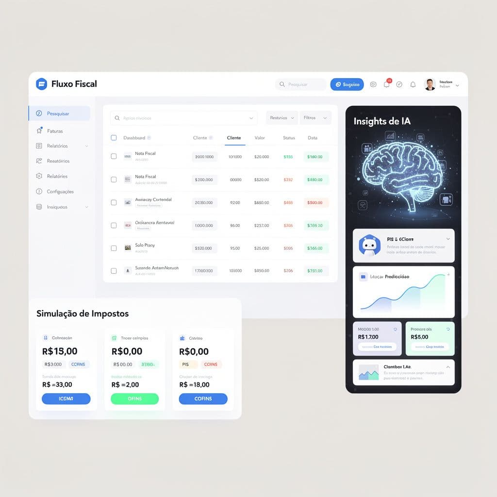Plataforma SaaS com repositório de notas e painel financeiro com IA