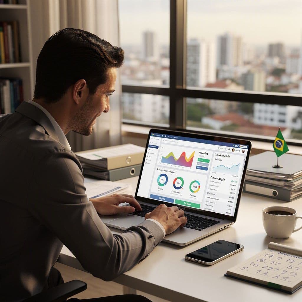 Empreendedor analisando simulações financeiras e tributárias antes de investir