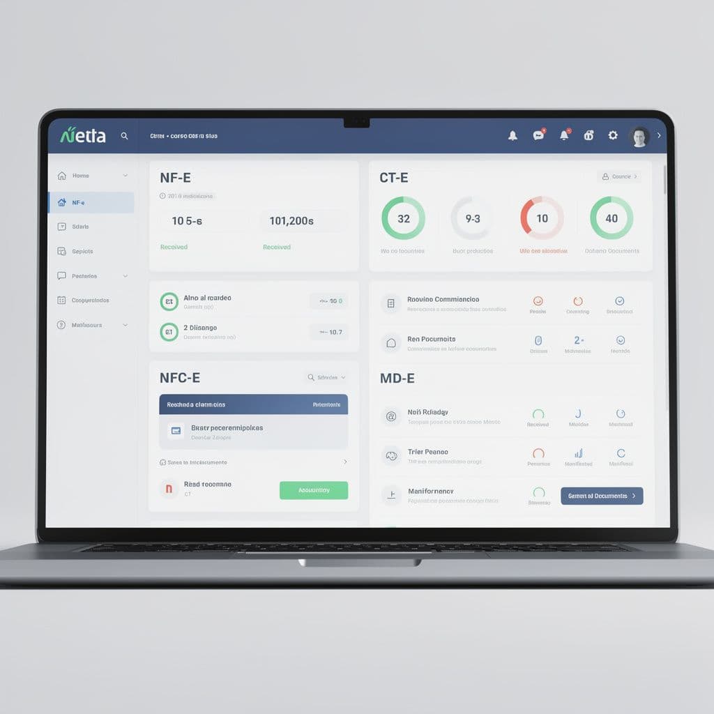 Dashboard fiscal com documentos eletrônicos centralizados