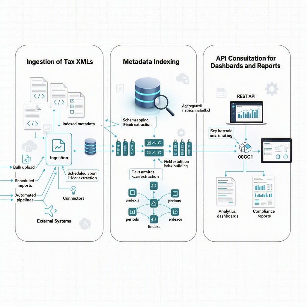 Fluxo de API com ingestão, indexação e consulta de documentos fiscais