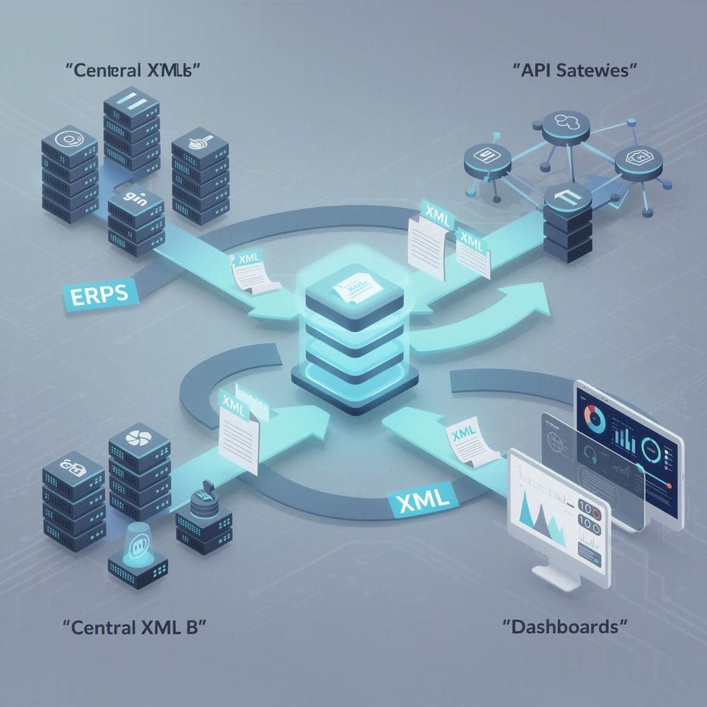 Repositório central distribuindo XMLs para ERP, BI e APIs