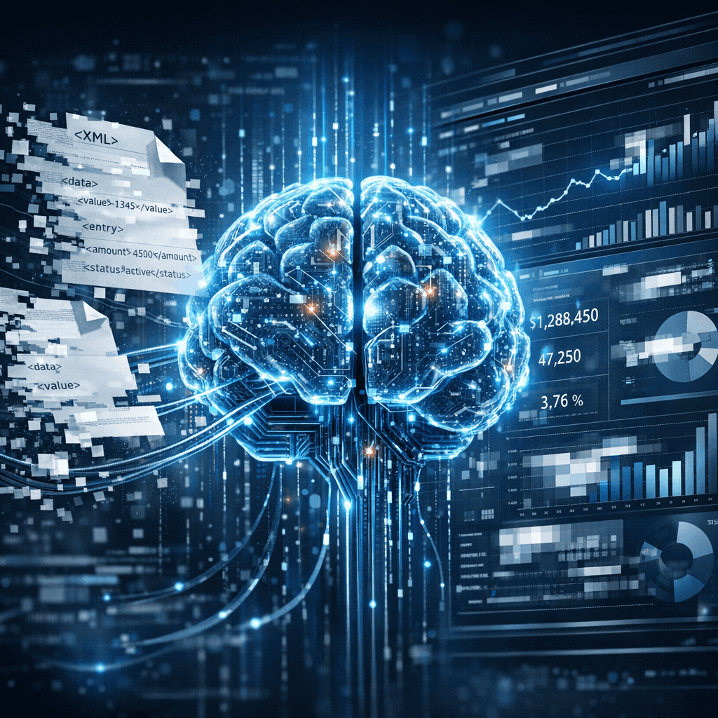 Conceito de inteligência artificial financeira com memória fragmentada por falta de XMLs históricos