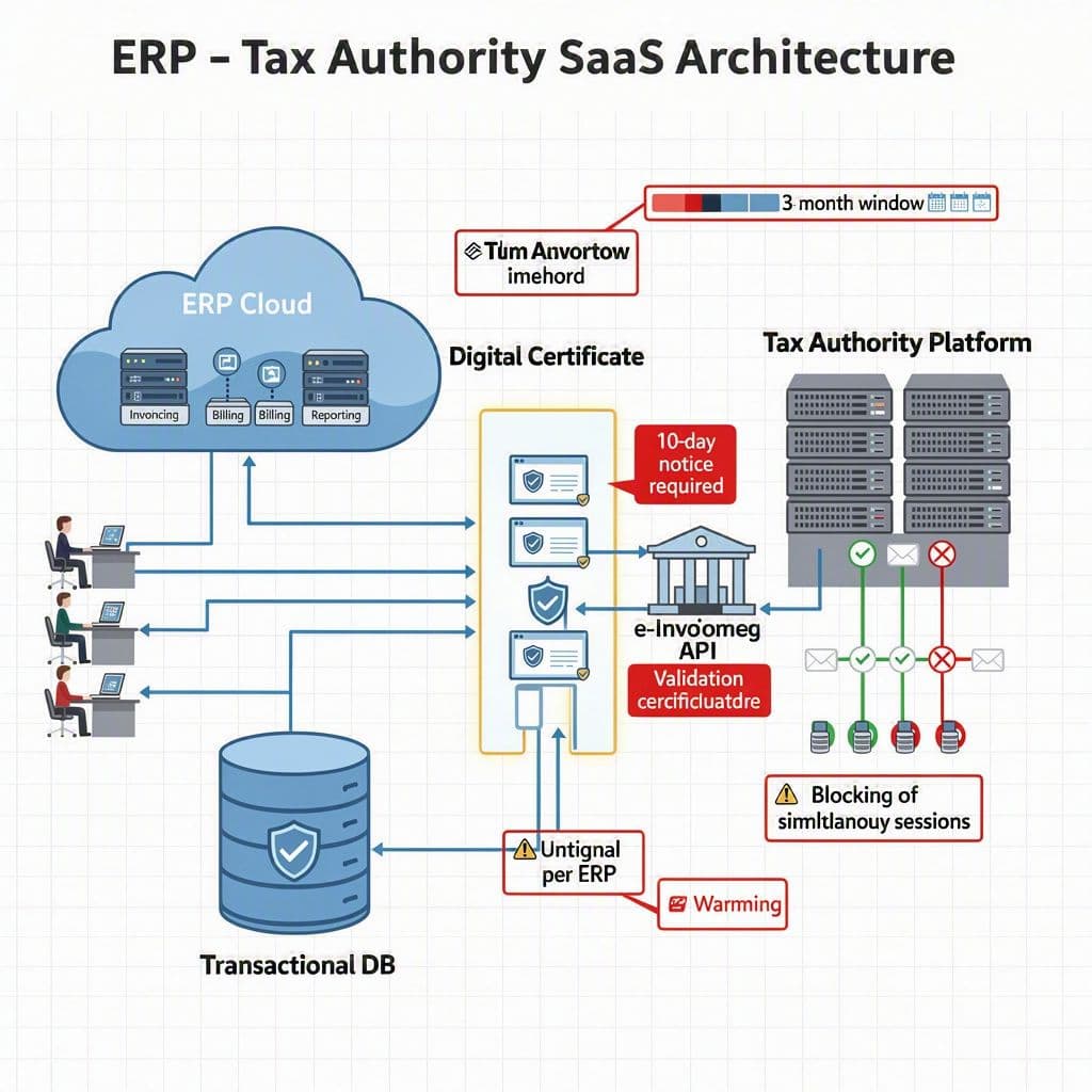 Arquitetura mostrando ERP, certificado digital, Receita e gargalos de acesso a XML