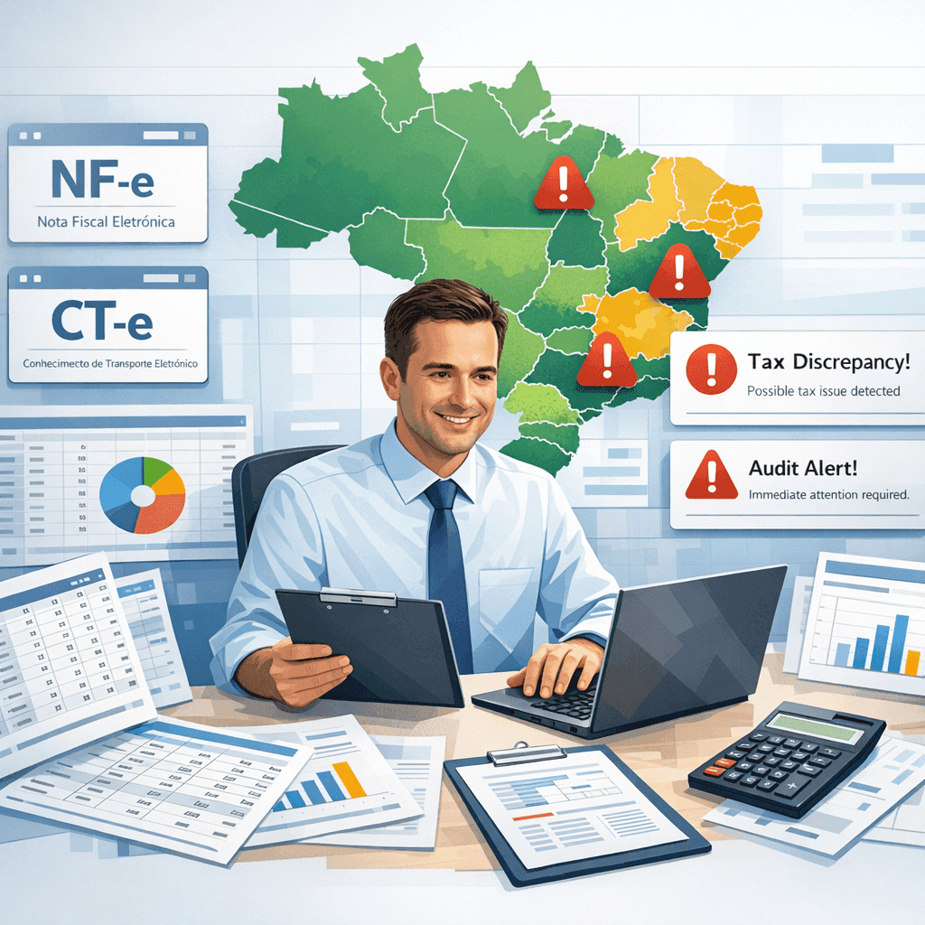 Tela com planilhas desconectadas e múltiplas regras fiscais estaduais causando divergências na previsão tributária