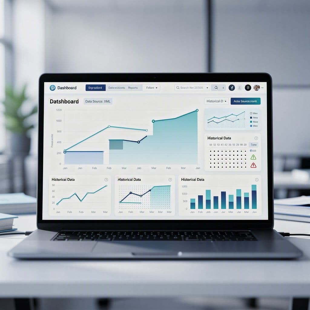 Dashboard financeiro incompleto com lacunas de dados históricos afetando previsões