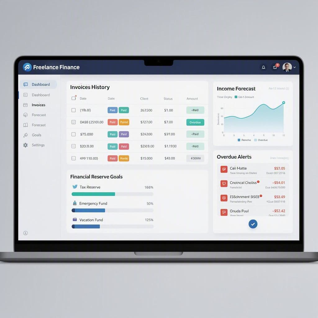 Dashboard financeiro com IA e histórico central de notas para freelancer