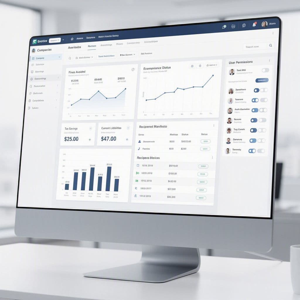 Painel white-label com KPIs fiscais, manifesto e gestão por cliente