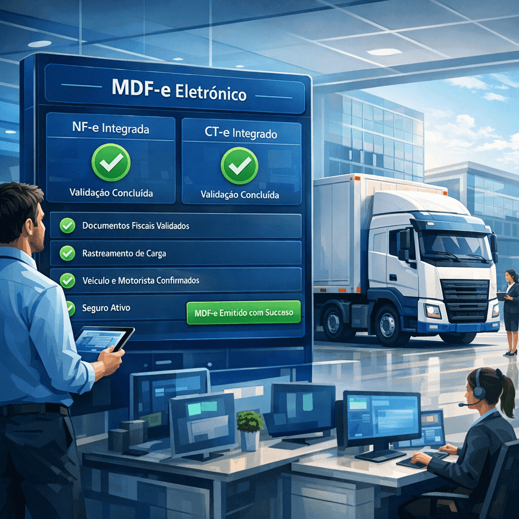 Painel de automação de MDF-e integrado a NF-e e CT-e em operação logística
