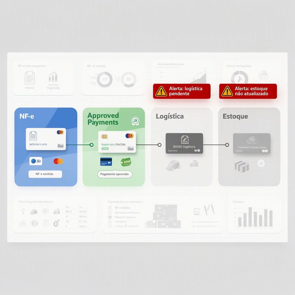 Fluxo fiscal-financeiro sem lastro logístico representado em dashboard