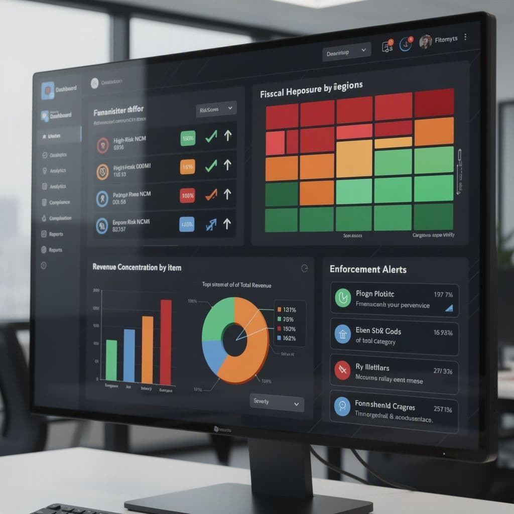 Dashboard destacando concentração de NCMs de risco em operação empresarial